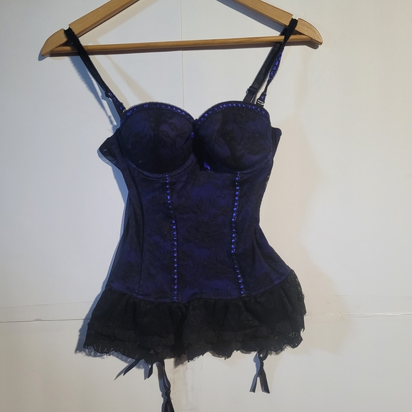 Baci Other - Baci Babydoll Victorian Bustier Corset Midnight Blue and Black Size Medium 8-10